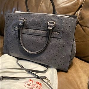 Coach legacy pinnacle ostrich leather carryall in grey